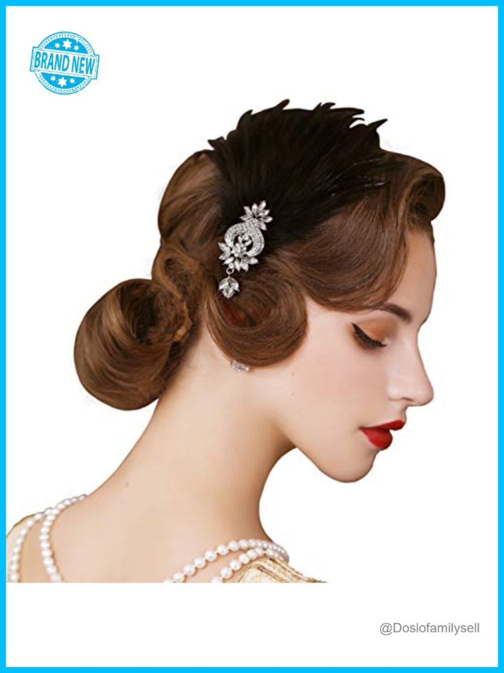 1920s Feather Headpiece Flapper Headband Rhinestone Hair Clip Costume Accessory